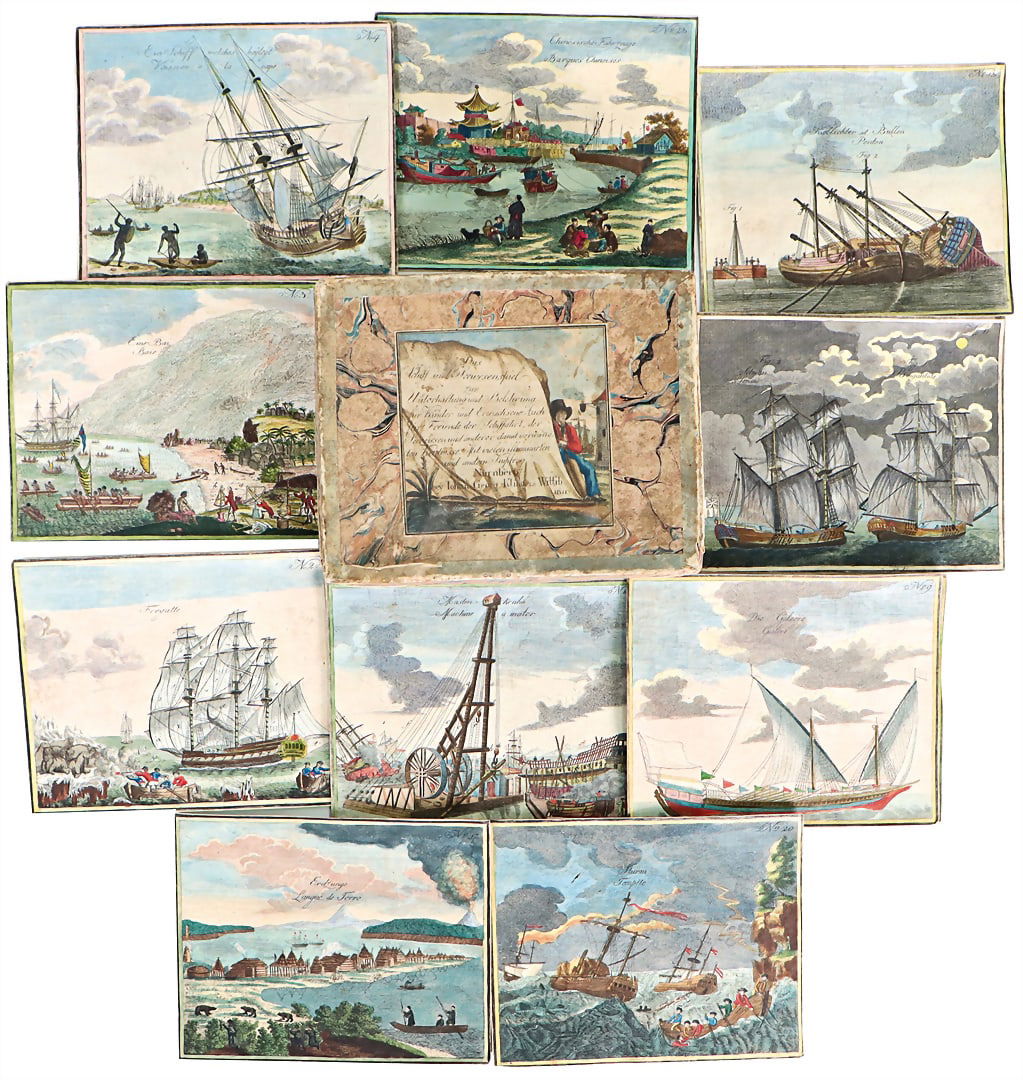 Rarity, peep-box inset sheets, inscription on orig. cart. "Das Schiff- u. Seewesenspiel zur (1 of 1)