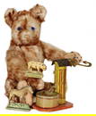 STEIFF PETSY, with button, printed letters, long stretched f, remains of the red flag, blue glass