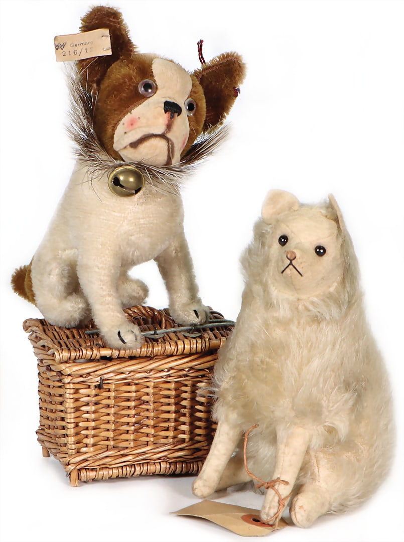other manufacturer from the Steiff archive, 2 pieces, dogs, '20s, Bully, 15 cm, BING, item No. (1 of 2)