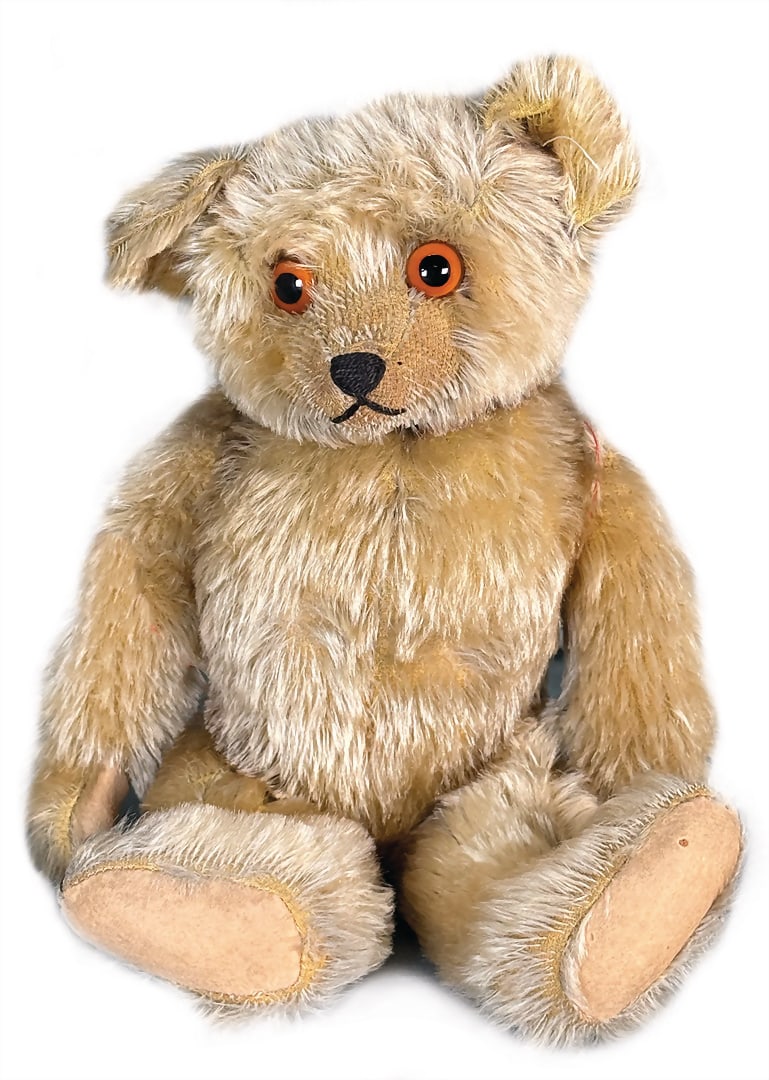 probably JOPI bear, music-printing mechanism, 42 cm, large, brown, glass eyes, slightly bent arms, (1 of 1)
