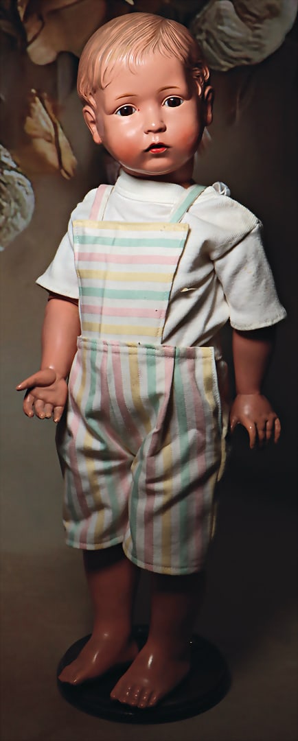 SCHILDKRÖT Model No. 6, boy, celluloid, 52 cm, head marked 45-55, crank head, fine model. hair, (1 of 3)