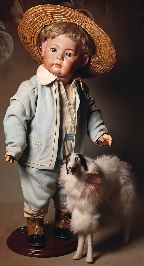 KÄMMER & REINHARDT 115-A, bisque porcelain character doll, 42 cm, crank head, blue sleeping: KÄMMER & REINHARDT 115-A, bisque porcelain character doll, 42 cm, crank head, blue sleeping eyes, closed mouth, toddler body, with firm wrists, old mohair wig, slightly worn out, old shoes and st