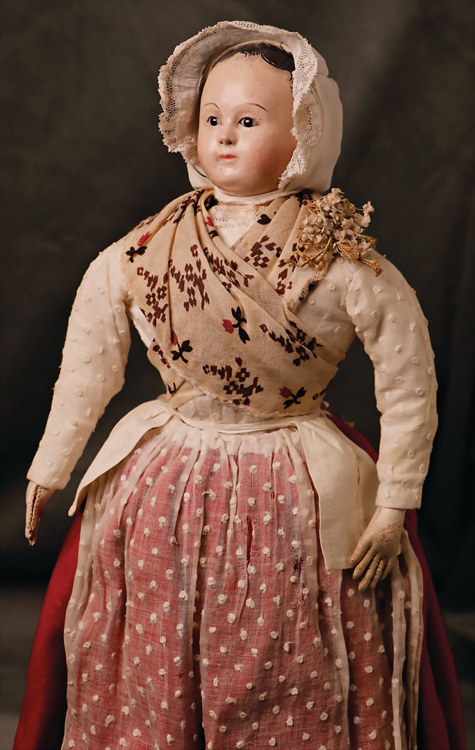 ANDREAS VOIT papier mâché, shoulder headed doll, German, c. 1870, 46 cm, shoulder headed, (1 of 6)