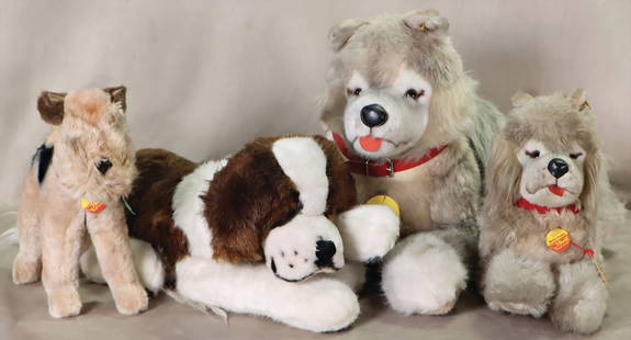 STEIFF mixed lot post-war, Molly, Husky, complete, No. 0840/30, Molly Husky, complete, silver: STEIFF mixed lot post-war, Molly, Husky, complete, No. 0840/30, Molly Husky, complete, silver button, No. 0340/35, 2x Arry, complete, No. 4216/30, Molly Bernie, complete, silver button, No. 0333/40,