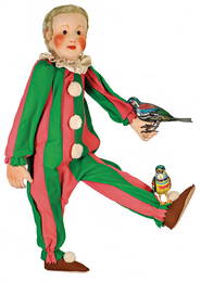 STEIFF clown, one of the highlights of the Steiff auction, produced 1906, item no. 80, with button,