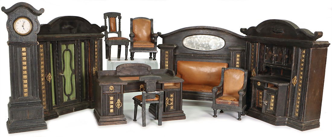 Large doll's house furniture program or doll decoration, secretary, w: 26 cm, c. 1910, overbuilt (1 of 1)