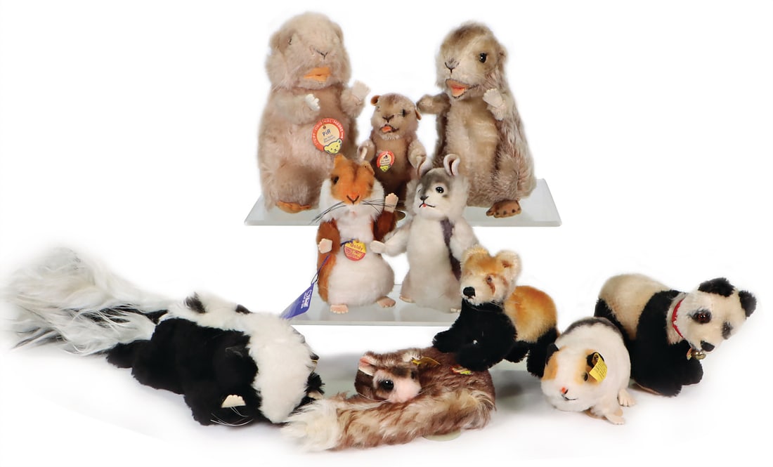 STEIFF Conv. post-war, panda, with tag, item no. 1312, 0, archive tag: 1955, panda, item no. 1312,: STEIFF Conv. post-war, panda, with tag, item no. 1312, 0, archive tag: 1955, panda, item no. 1312, without button and tag, archive tag: 1963, DORMY, complete, item no. 2220/ 12, archive tag: 1972, PIF