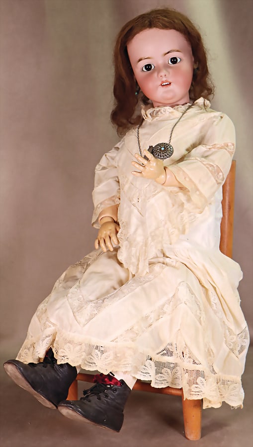 SIMON & HALBIG acc. 1078 Germany RF SIMON & HALBIG S&H 16, 88 cm, rare size, brown sleeping eyes,: SIMON & HALBIG acc. 1078 Germany RF SIMON & HALBIG S&H 16, 88 cm, rare size, brown sleeping eyes, off. Mouth, teeth on top, chin dimples, pierced ears, beautiful shaped limbs, real hair wig German Des