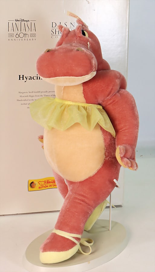 STEIFF Disney Show-Case-Collection, Fantasia 60th birthday Hyacinth Hippo, with button and white (1 of 1)