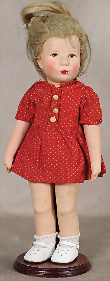 KÄTHE KRUSE post-war, 50's, girl, 36 cm, body a little bit dirty, otherwise good condition, old: KÄTHE KRUSE post-war, 50's, girl, 36 cm, body a little bit dirty, otherwise good condition, old clothes German Description KÄTHE KRUSE Nachkrieg, 50er Jahre, Mädchen, 36 cm, Körper