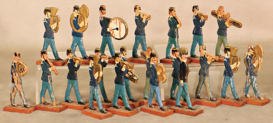 Stand-up figures, pressboard, 1st World War, musicians, 8.5 cm, Frenchmen   German Description (1 of 1)