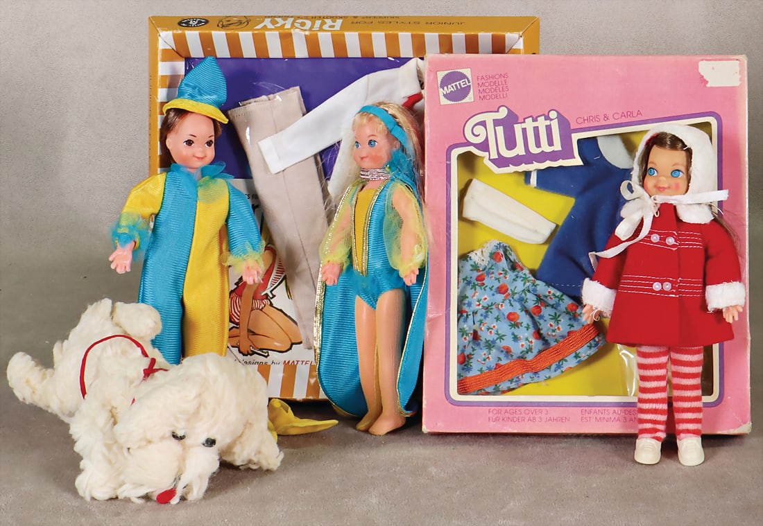 MATTEL Barbie, Tutti and Todd, 3 dolls, accessories, 1 outfit in original box, 2651, 1 outfit Ricky, (1 of 1)