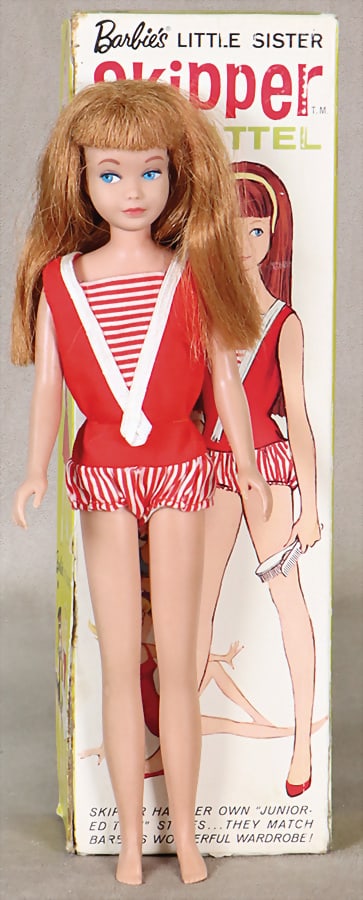 MATTEL Barbie, Skipper, very good condition, in original cardboard box, cardboard, slightly worn, (1 of 1)