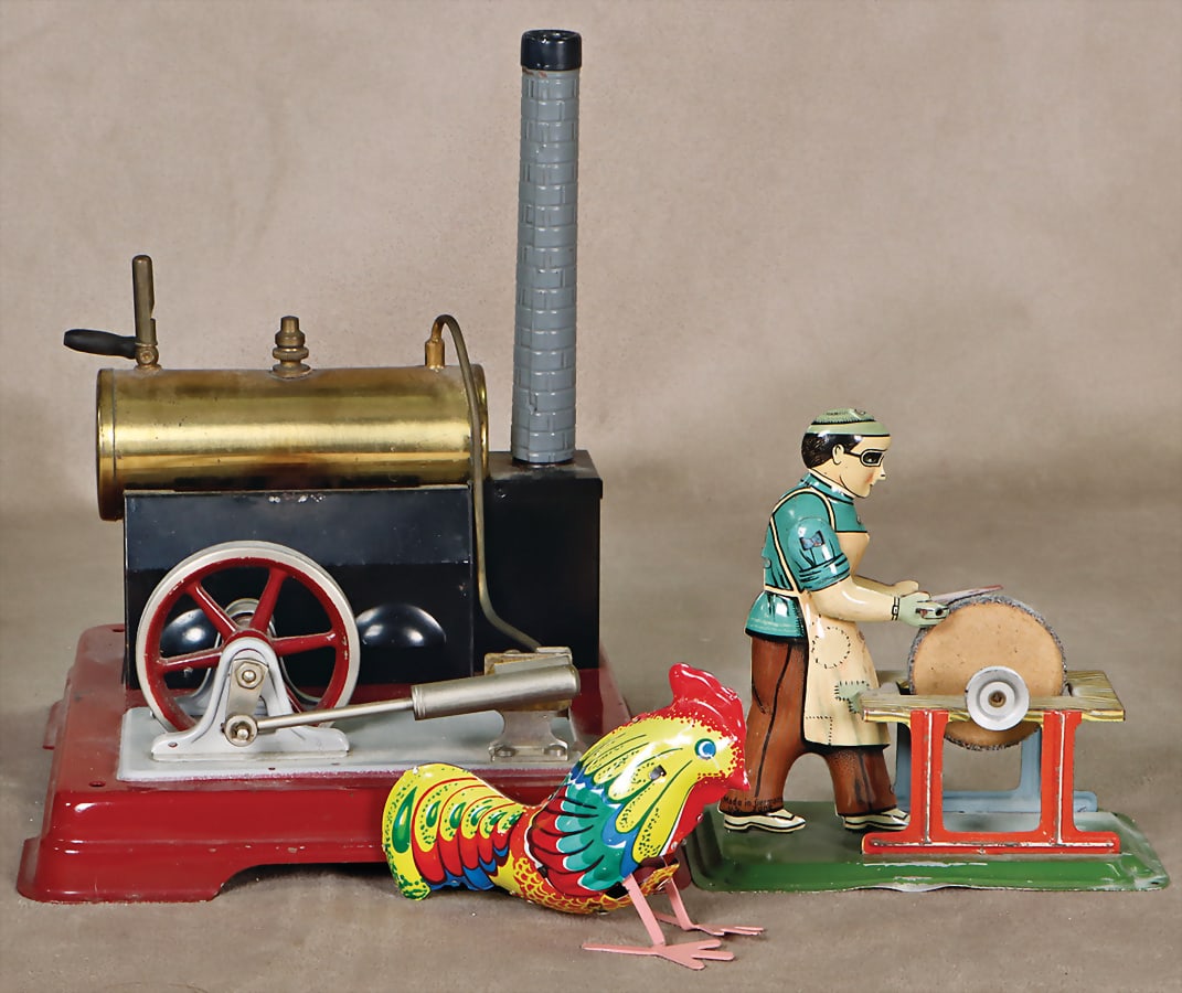 FLEISCHMANN Small steam engine, horizontal boiler, oscillating cylinder, base plate 18x14.5 cm, with (1 of 1)