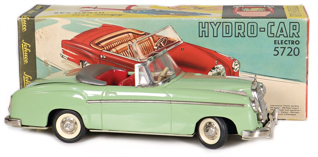 SCHUCO electric hydro-car, 5720, Mercedes-Benz 220 S, convertible, sheet metal, 25 cm, very good (1 of 3)