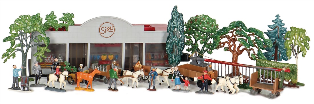 WIKING plastic, supermarket, carriages, ADAC motorcycle, figures, barrier, small parts, good (1 of 1)