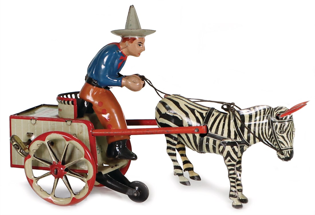 LEHMANN Mexican cart with zebra, (Zebra Cart), NA. NU, made in Germany, DR WZ, tin, lithographed, (1 of 3)