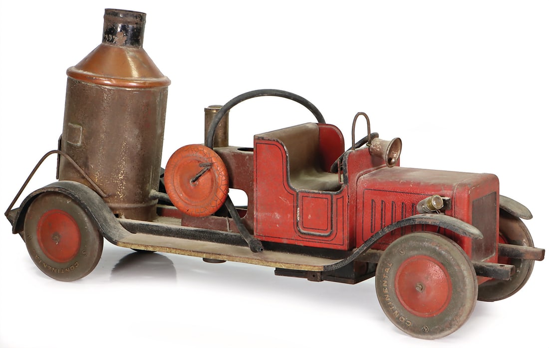 BING fire engine, fire engine, tin, lithographed, 52 cm, electrically illuminated headlights, 1 (1 of 3)