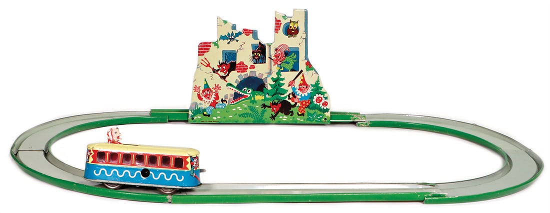 Ghost train, tin, lithographed, used, good, clockwork intact German Description Geisterbahn, (1 of 1)