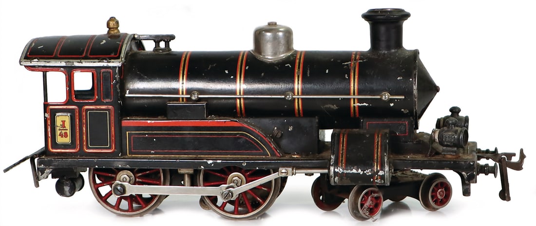 BING track 1, tow-tender-locomotive, 2B, electr. version, black with red and golden ornamental (1 of 3)