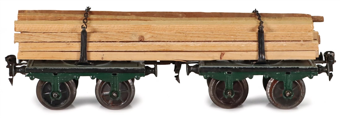 MÄRKLIN track 1 wooden transport wagon, 4 axles, min., damages to paintwork, otherwise good, l: (1 of 1)