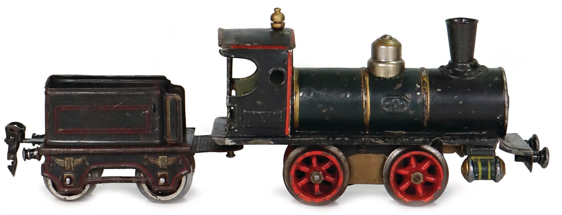MÄRKLIN track 0, age-old, locomotive with tender, clock mechanism intact, min. age-related, (1 of 2)
