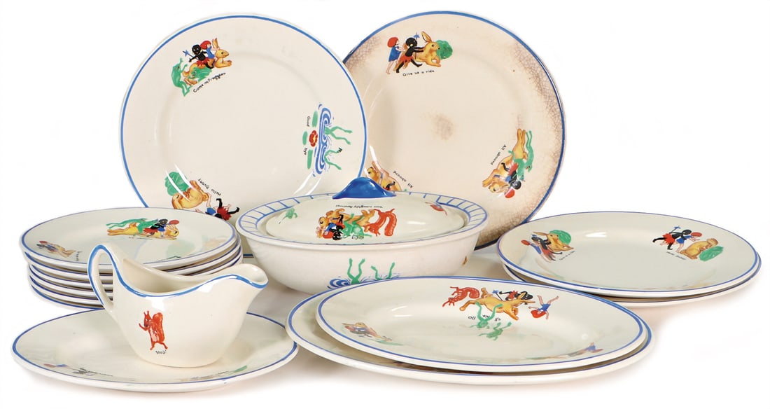 Children's dinner service, WARE, ceramic, England, children's motifs, colored and white child, with (1 of 1)