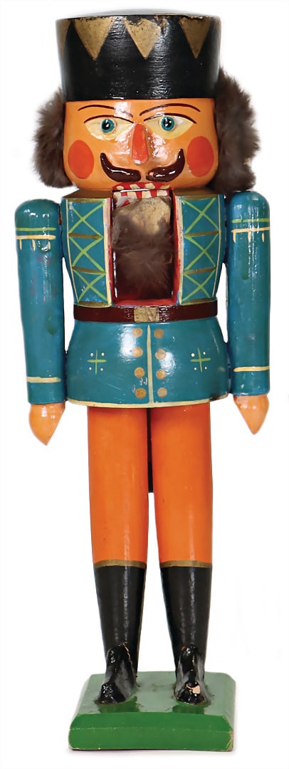 ORE MOUNTAINS Nutcracker, Füchtner, ca. 1950, wood, painted, bread dough feet, 34.5 cm German (1 of 2)