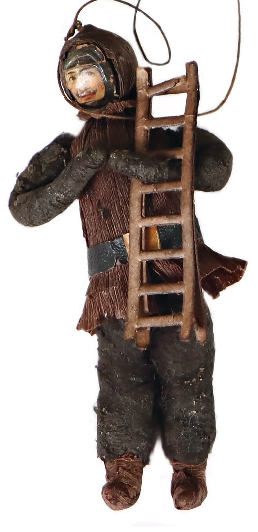 Christmas tree decoration, absorbent cotton, chimney sweep with wafer face, 11.5 cm German (1 of 2)
