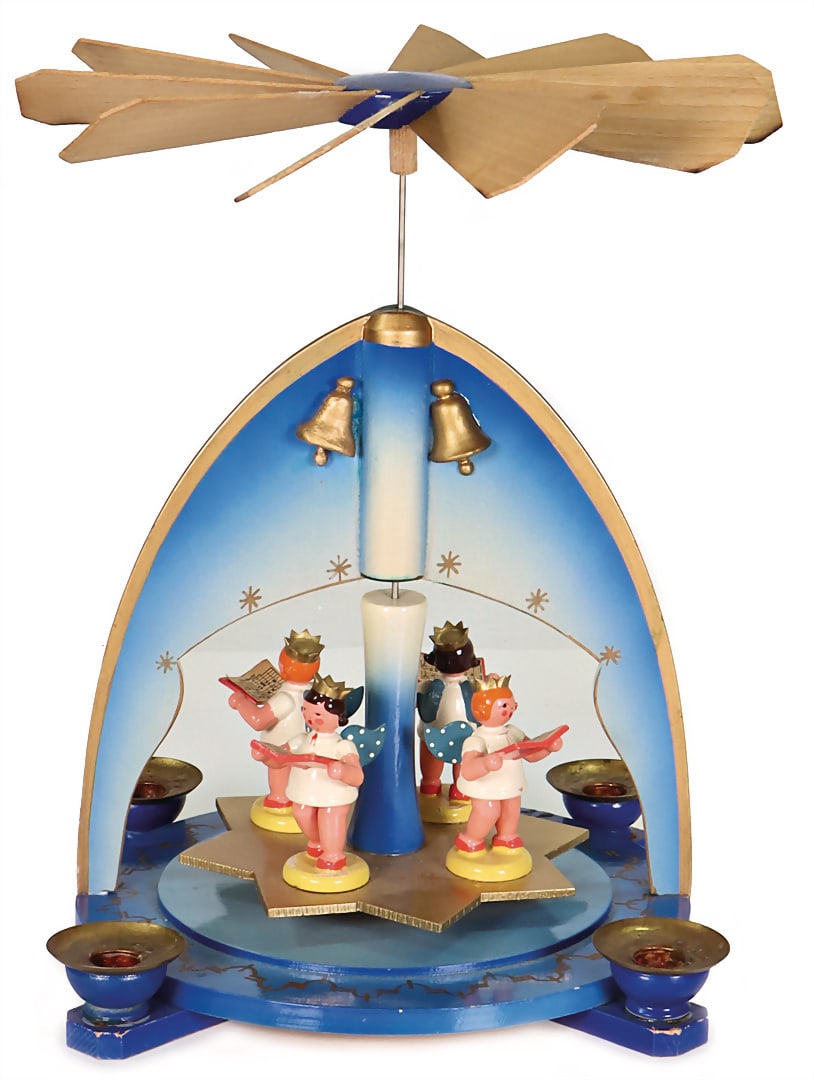 WENDT & KÜHN Small Christmas pyramid, h: 27 cm, 4 angels, without candles German Description (1 of 1)