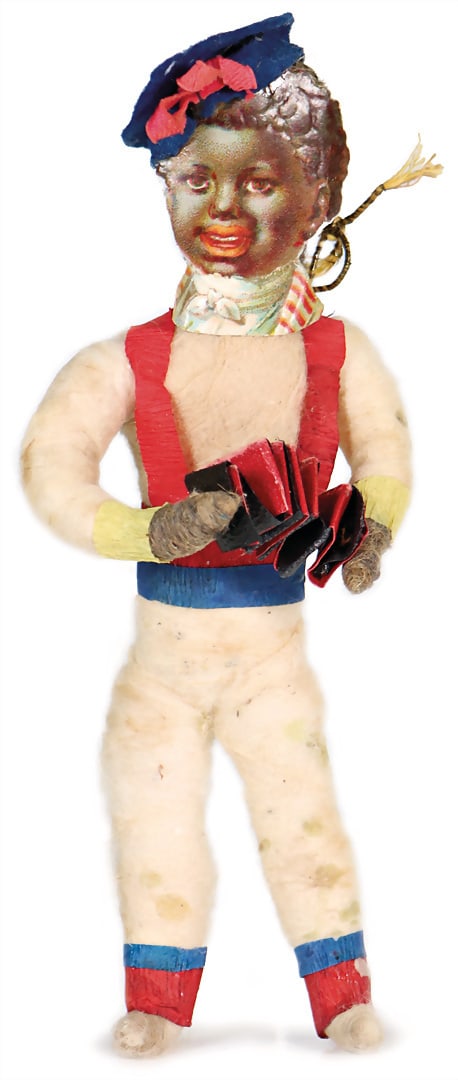 Christmas tree decoration, absorbent cotton, boy with accordion, wafer face, 15 cm German (1 of 2)