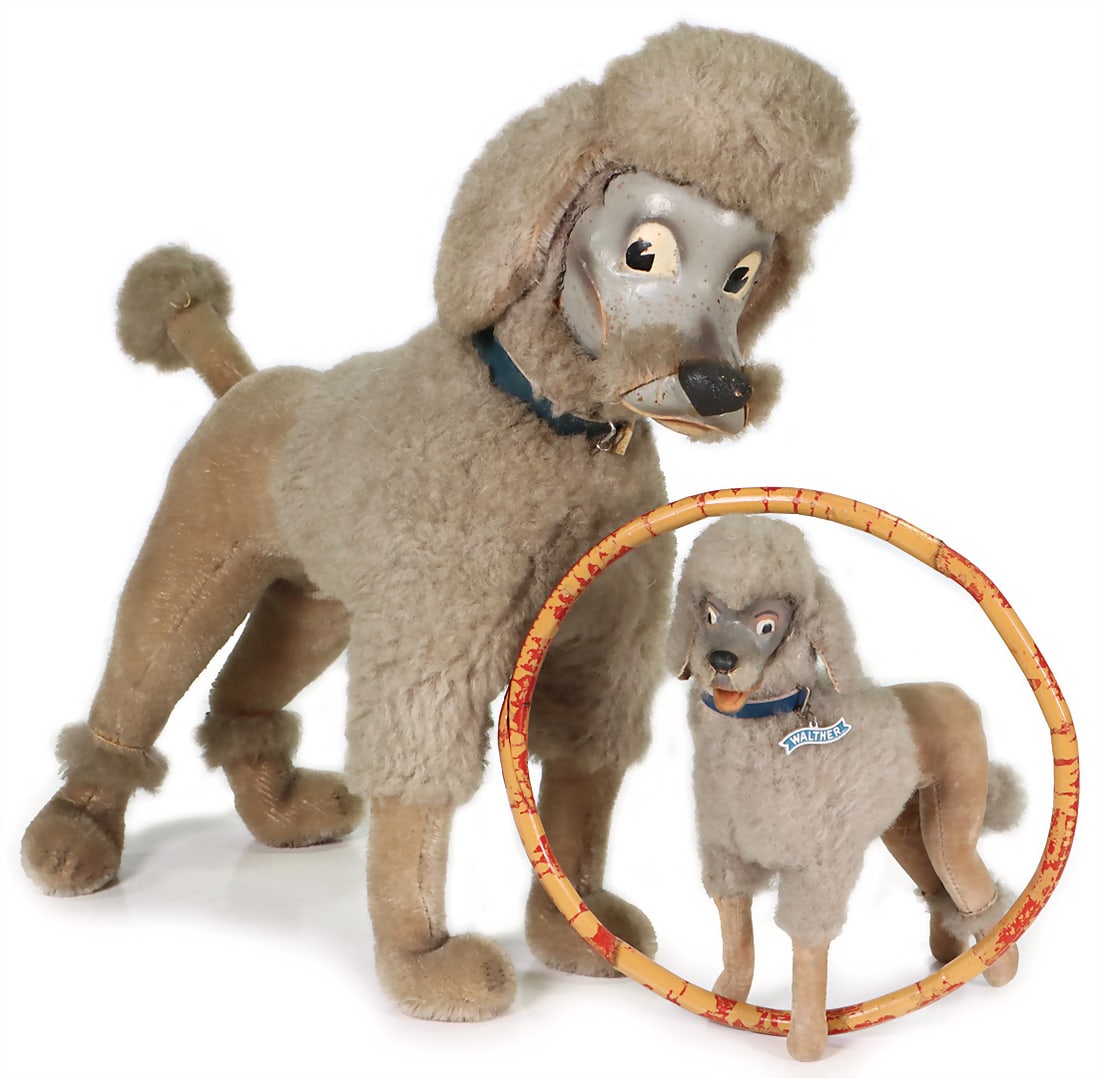 STEIFF STEIFF 2 x advertising figure for office machines, Walther, 60's, 1 x with button, collar and (1 of 3)