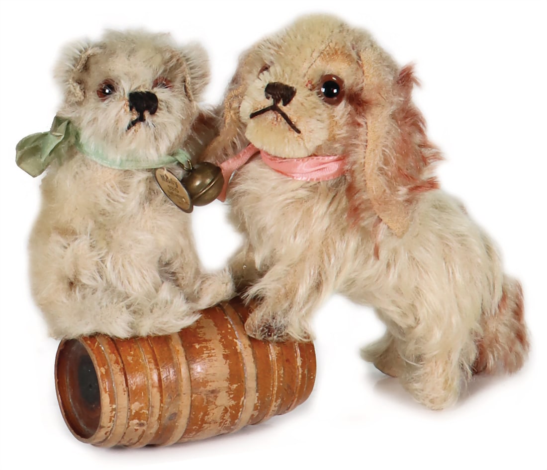 STEIFF 2 pieces, Steiff, 1 x Charly, with button, printed letters, elongated f, slightly flamed (1 of 3)