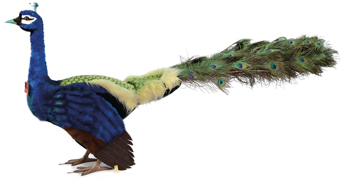 STEIFF Peacock, studio animal, made of woven fur and Dralon, manufactured around 1979-1984, without (1 of 5)