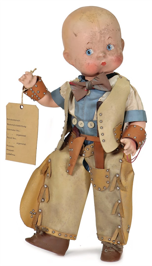 EFFANBEE foreign product from the STEIFF archive, doll, SKIPPY, in cowboy clothes, in original (1 of 5)