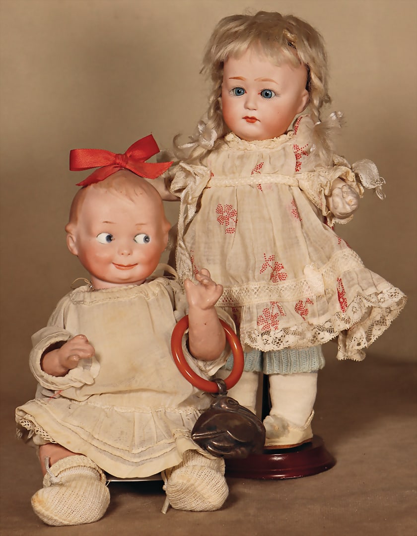 ARMAND MARSEILLE 1 x HEUBACH KÖPPELSDORF girl, porcelain head, blue sleepy eyes, closed mouth, (1 of 5)