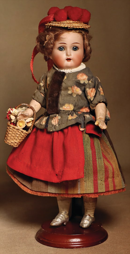 KÄMMER & REINHARDT porcelain head doll, 21 cm, blue sleeping eyes, off. Mouth, teeth on top, (1 of 3)