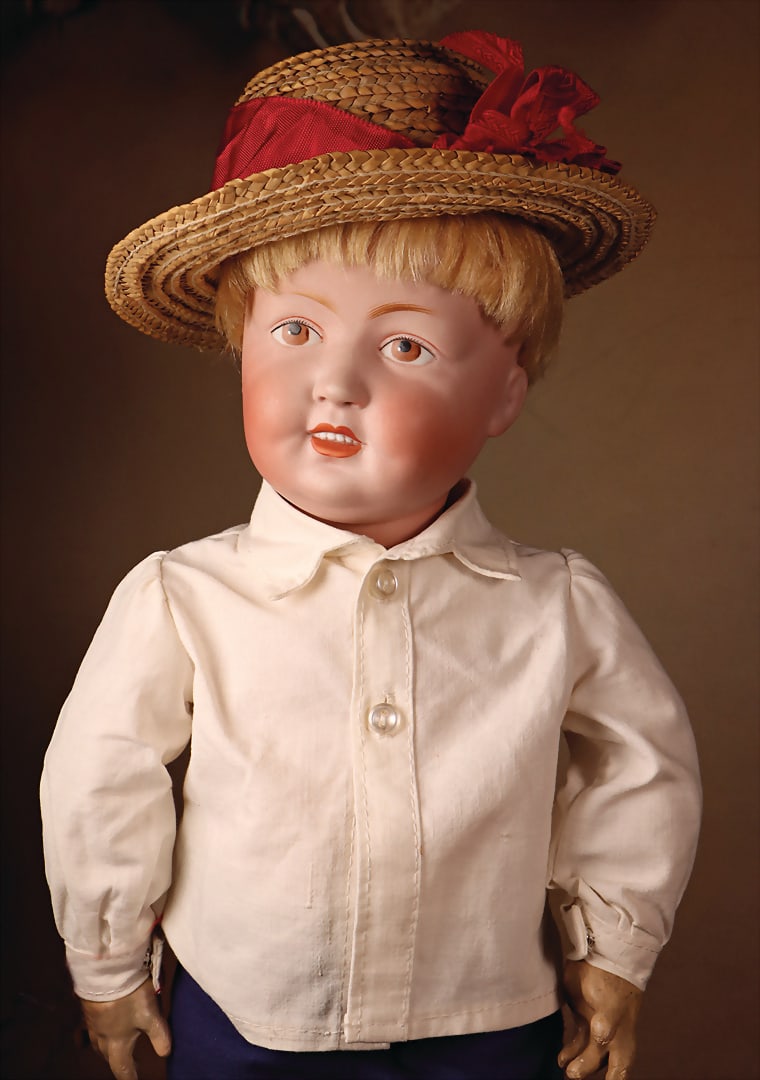 KESTNER rare German character head doll by Kestner, 186 Bisque porcelain head, painted brown eyes (1 of 5)