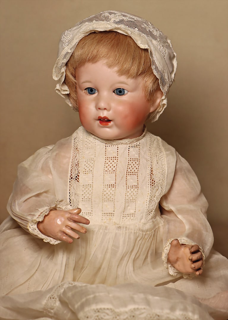 SFBJ 251, porcelain character baby, France, 36 cm, blue sleeping eyes, off. Mouth, onmodel. Teeth, (1 of 4)