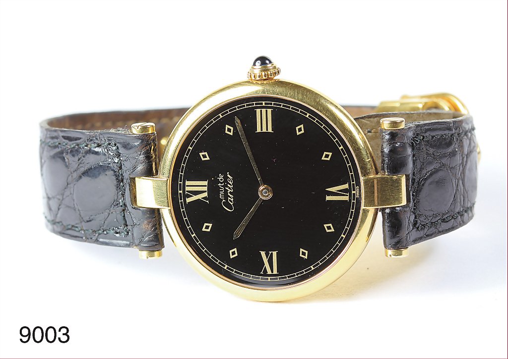 Uhr, MUST DE CARTIER, Typ Vermeil, Silber 925/000 vergo: Uhr, MUST DE CARTIER, Typ Vermeil, Silber 925/000 vergoldet, Faltschließe