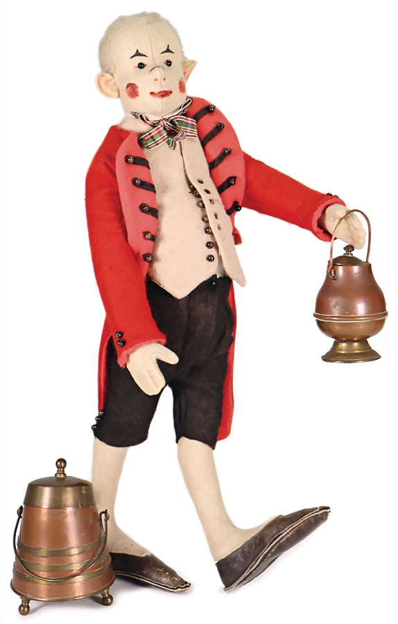 STEIFF Felt figure clown, probably clown Noso, with reworked clothes, produced around 1911-1918, (1 of 5)