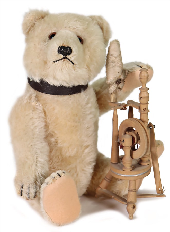 STEIFF small vK Teddy Baby, produced 1929-1931, 25 cm, with button, long stretched F, glass eyes, (1 of 4)