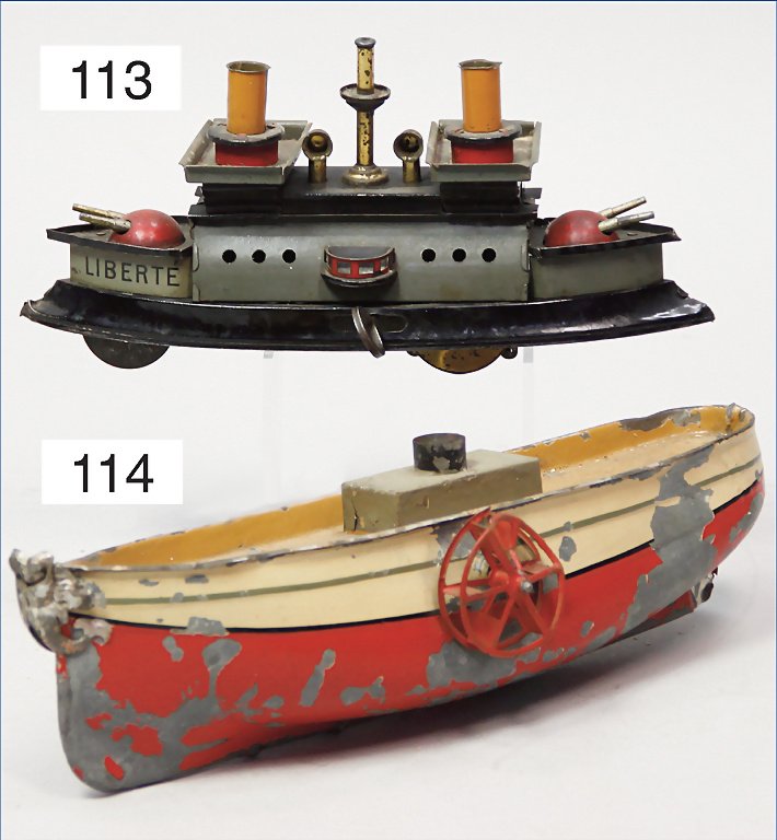 HESS, ship, Liberté, bottom runner, lithographed tin,: HESS, ship, Liberté, bottom runner, lithographed tin, clock mechanism is intact, 22 cm, good condition German Description HESS Schiff, Liberté, Bodenläufer, Blech lithogr., Uhrwerk intakt, 22 cm, g