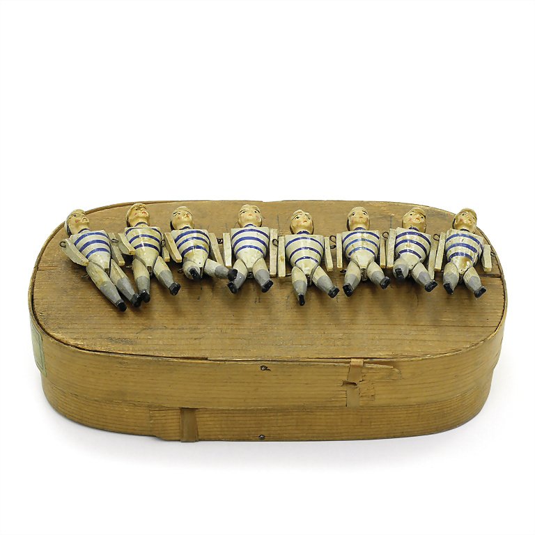 Jockeys, jointed doll, marked "Ernst Gübel 1911",: Jockeys, jointed doll, marked "Ernst Gübel 1911", Germany, Erzgebirge (probably), 1910 - 1920, measurements: 68 mm, with traces of usage German Description Jockeys, Gliederpüppchen, gemarkt "Ernst G