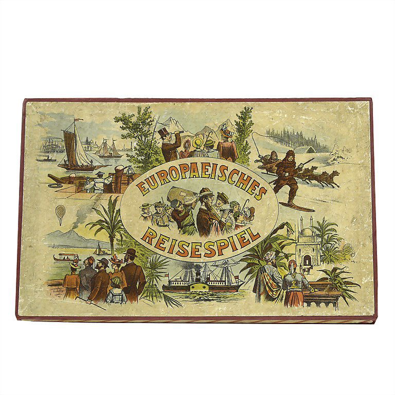 Bloesch, Moritz, European travel game, brand on game: Bloesch, Moritz, European travel game, brand on game plan labeled: "Componirt von Moritz Bloesch", 1892, published by Ernst Kuhn, Switzerland, 1892, measurements: 22 x 318 x 203 mm, good general condi