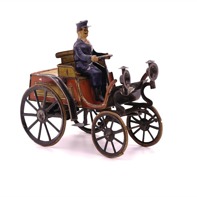 Günthermann, Siegfried coach with engine, sheet metal,: Günthermann, Siegfried coach with engine, sheet metal, 1895 - 1900, 155 x 180 x 100 mm, small restorations, minimally color defects, tyre is deformed and always 1x broken German Description Güntherm