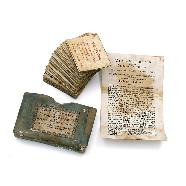 the Christmas market, a new question and response game,: the Christmas market, a new question and response game, around 1825, strongly worn German Description Der Christmarkt, ein neues Frag- und Antwortspiel zur angenehmen und nützlichen Unterhaltung, um