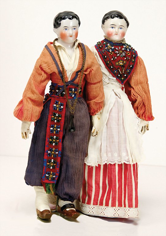 Konv. 2 Biedermeier Puppen, (1 of 1)