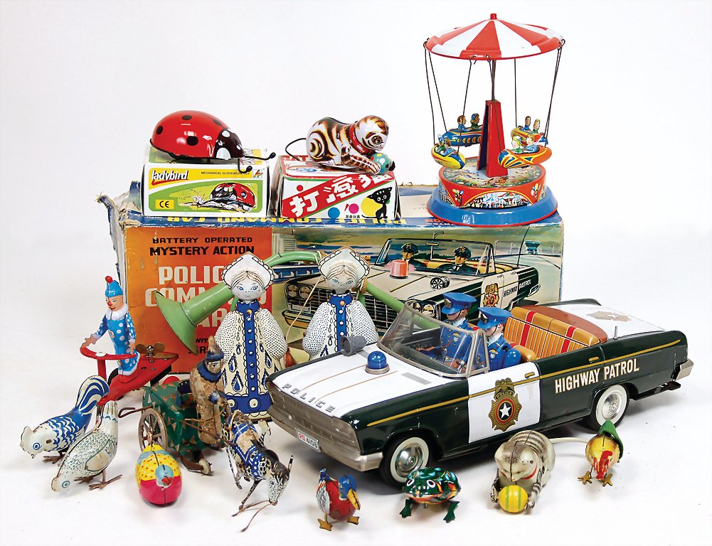 Konv. Blechspielzeug, Polizeiauto, Japan, (1 of 1)