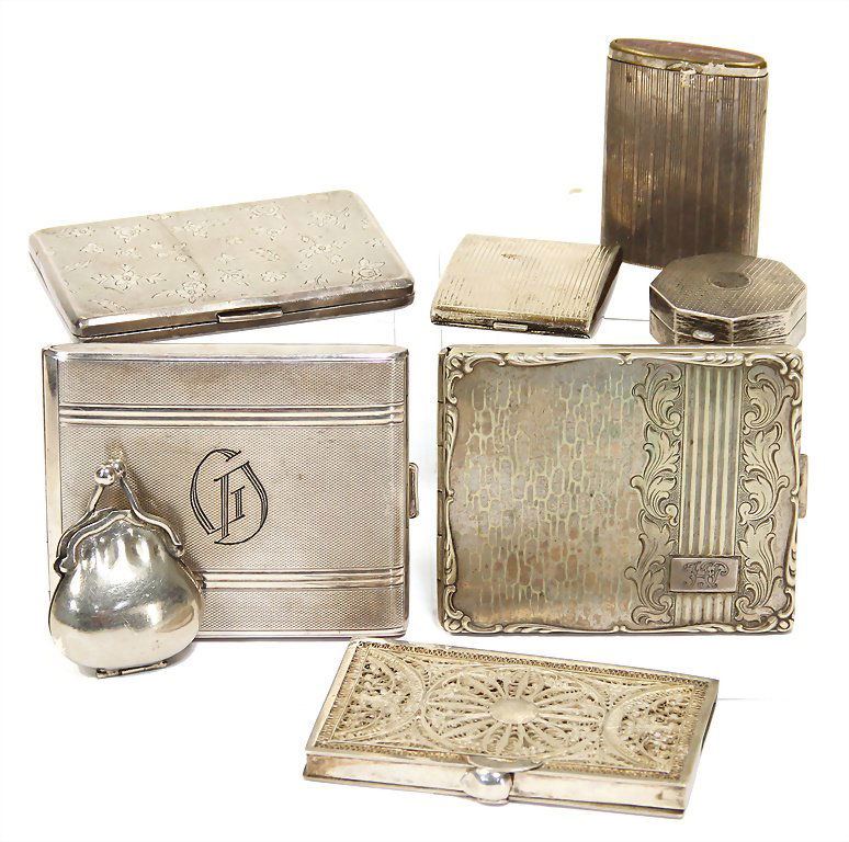 Konv. Silber-Etuis, 9 tlg., u.a Zigaretten-Etuis und (1 of 1)
